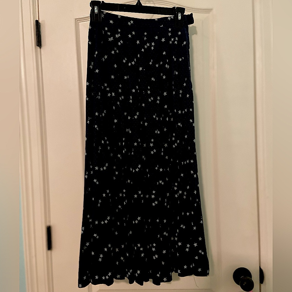 Vintage Gloria Sachs for Neiman Marcus Navy Blue Skirt with White Stars Print
